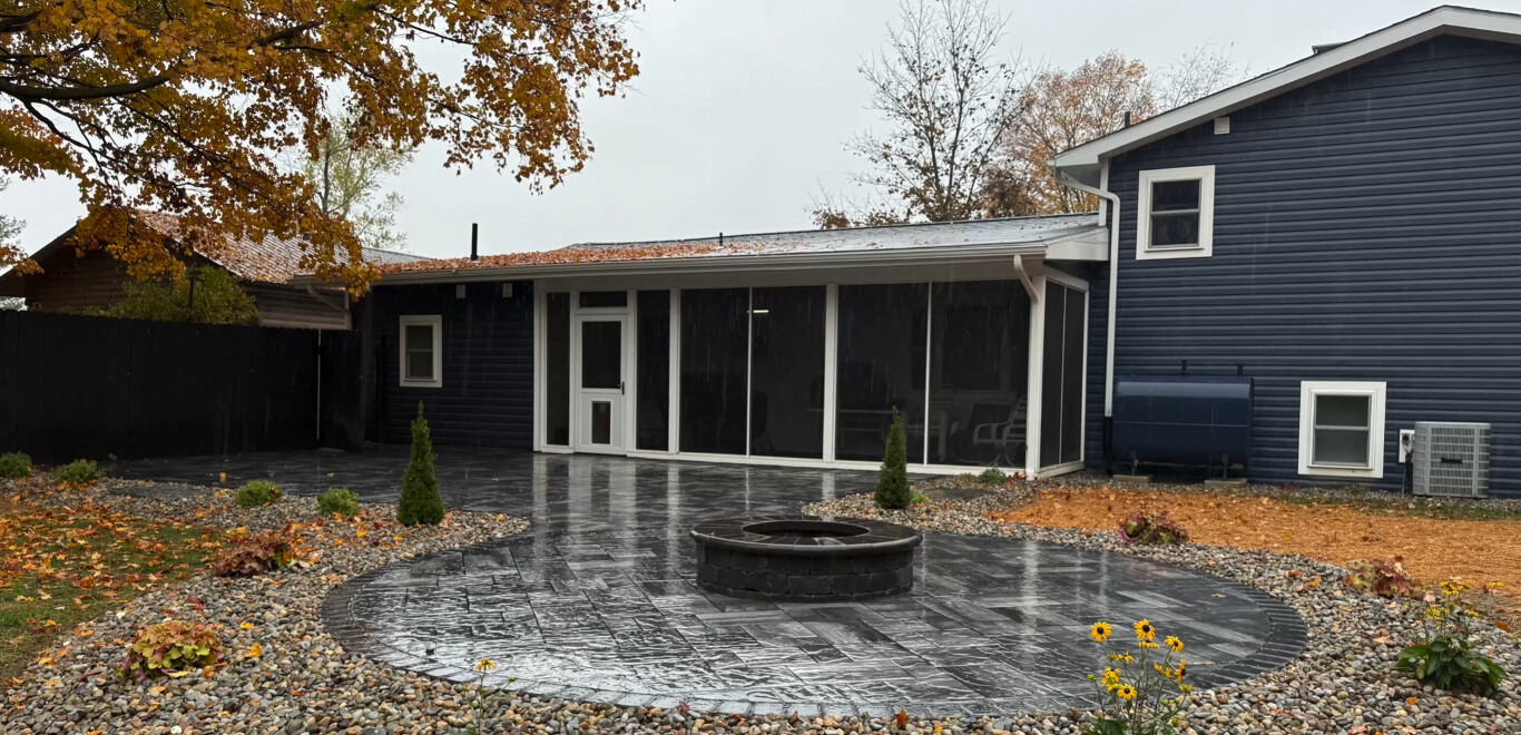 High-quality stamped concrete patio demonstrating durability and design in Bloomington, IL